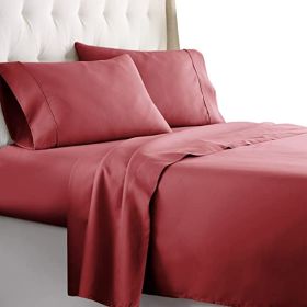 Twin Size Sheets Set - Bedding Sheets & Pillowcases w/ 16 inch Deep Pockets - Fade Resistant & Machine Washable - 3 Piece 1800 Series Twin Bed Sh (Piece Type: 3 Piece 1800 Series Twin, Color: Red)