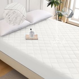 Diamond Grid Ultrasonic Waterproof Mattress Protector, KING (Color: White)