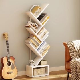 6-Tier Tree Bookshelf for Corner & Small Space Narrow Steel & Wood Bookcase, Tall Floor Standing Book Organizer Shelf with Storage Cabinet (Pack Size: 1 Pack)