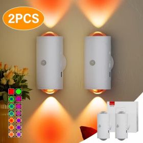 4pcs Rechargeable LED Night Light Wall Lamp Commercial StrobeLight Multi-color Mode Dimmable Indoor Light Magnetic StepLight for Entryway Bedside (Color: White 2 PCS)