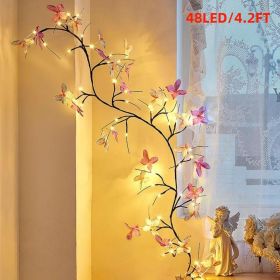 Light with Butterfly 144LED 7.22FT Enchanted Wall Decoration Vine Lights 8 Light Modes for Indoor Home Wall Decoration (size: 4.2FT)