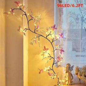 Light with Butterfly 144LED 7.22FT Enchanted Wall Decoration Vine Lights 8 Light Modes for Indoor Home Wall Decoration (size: 6.2FT)
