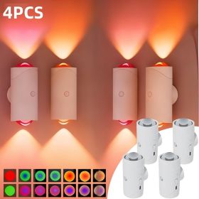 Motion Sensor Night Light Wall Lamp with USB Type-C Charging Ultra Long Battery Life Magnetic Mount Colorful Neon Colors Change for Bedroom Bathr (Color: White 4PCS)